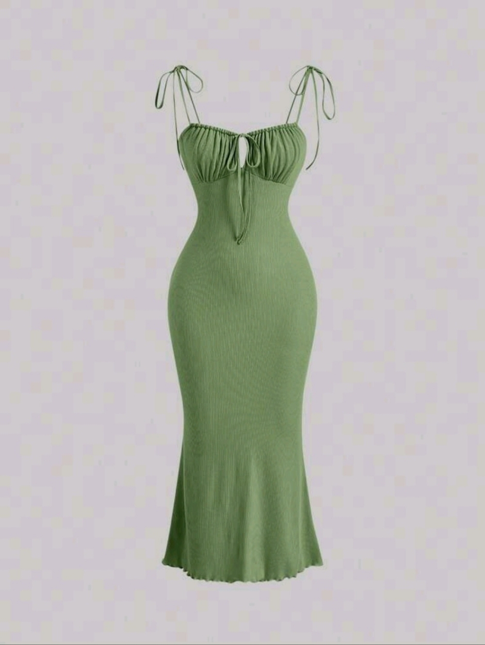 SHEIN Sage Green Ribbed Dress